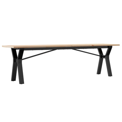 Mesa De Centro Marco Y Madera Maciza Pino Y Acero 160x40x45 Cm_4