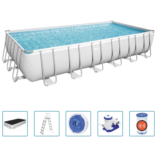 Bestway Conjunto De Piscina Rectangular Power Steel 732x366x132 Cm_0