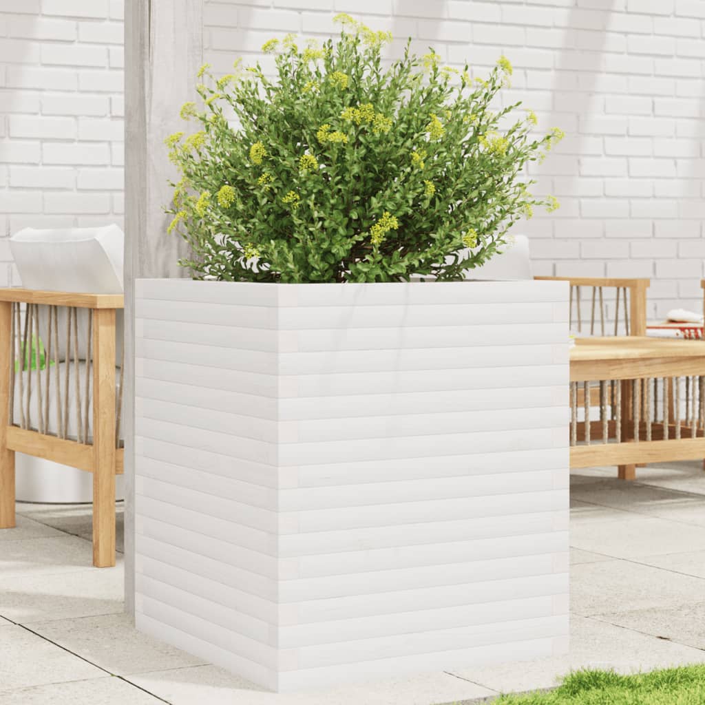 Jardinera Madera Maciza De Pino Blanco 60x60x68,5 Cm_1