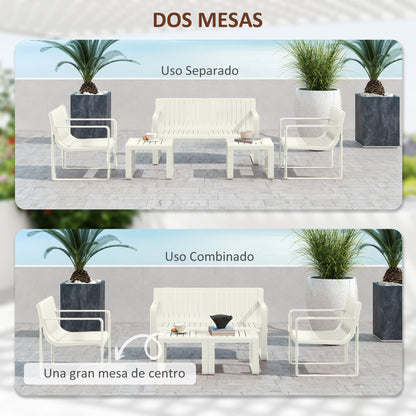Outsunny Conjunto De Jardín Exterior Con 2 Sillones 1 Sofá De 2 Plazas Y 2 Mesas_5