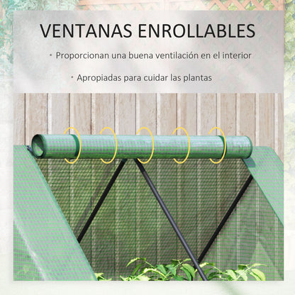 Outsunny Invernadero Jardín 127x95x92 Cm Con Arriate De Acero Cubierta Pe Verde_3
