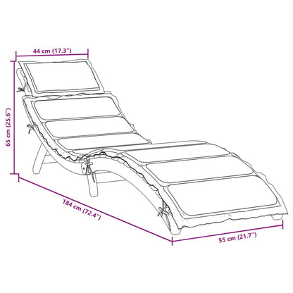 Tumbona Con Cojín Taupe Madera Maciza De Acacia / Vetonek_5