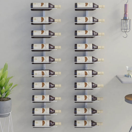 Botellero De Pared Para 10 Botellas 2 Unidades Metal Blanco_0
