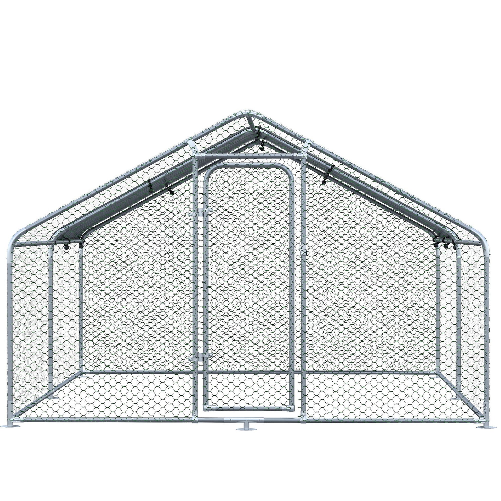 Pawhut Gallinero Exterior Grande De Metal Galvanizado 3x4x1,95 M Plata_3