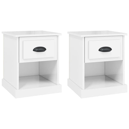 Mesitas De Noche 2 Uds Madera Blanco Brillante 39x39x47,5 Cm_0