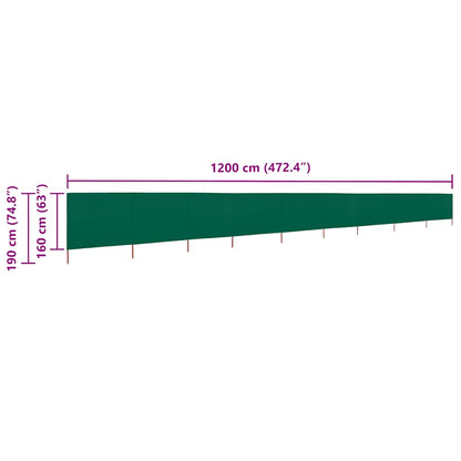 Vidaxl Paravientos De 9 Paneles Tela Verde 1200x160 Cm_2