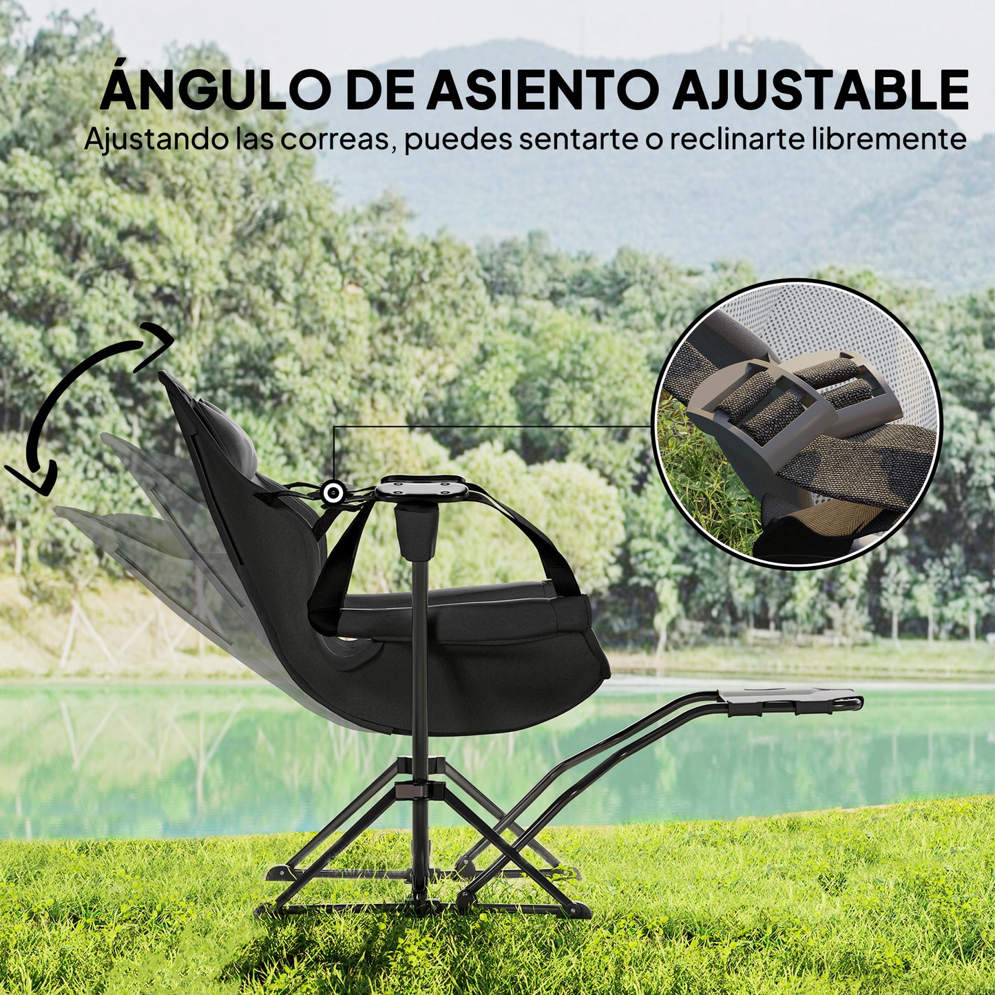 Outsunny Pack 2 Mecedora Jardín Exterior Con Reposapiés Carga 120 Kg Negro_3