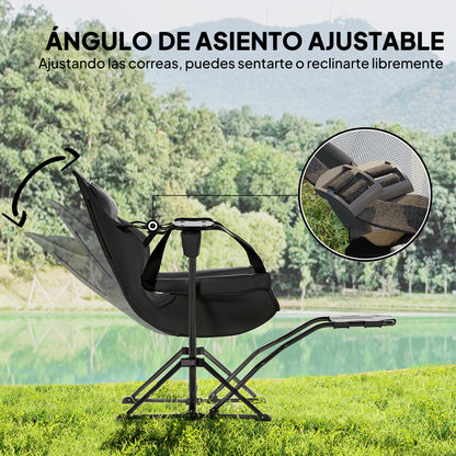 Outsunny Pack 2 Mecedora Jardín Exterior Con Reposapiés Carga 120 Kg Negro_3