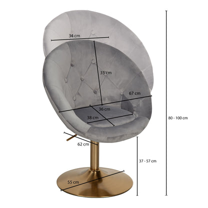 Silla Terciopelo Gris / Dorado Giratoria_3