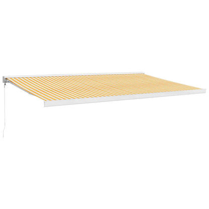 Toldo Retráctil Aluminio Y Tela Amarillo Y Blanco 5x3 M_0