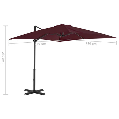 Vidaxl Sombrilla Jardín Voladiza Palo De Aluminio Burdeos 250x250 Cm_2