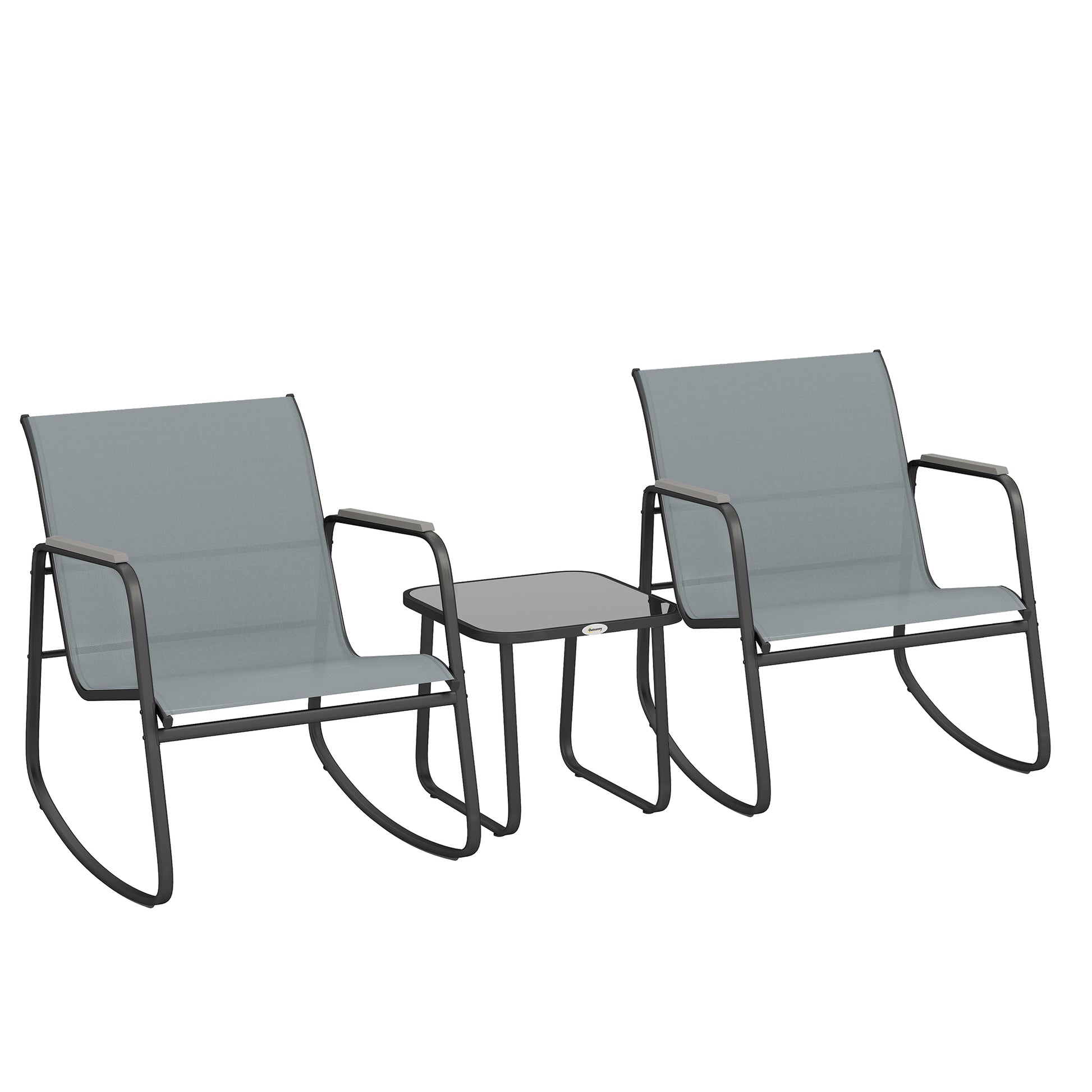 Outsunny Conjunto De Mesa Y Sillas De Terraza Exterior De 3 Piezas Gris_0