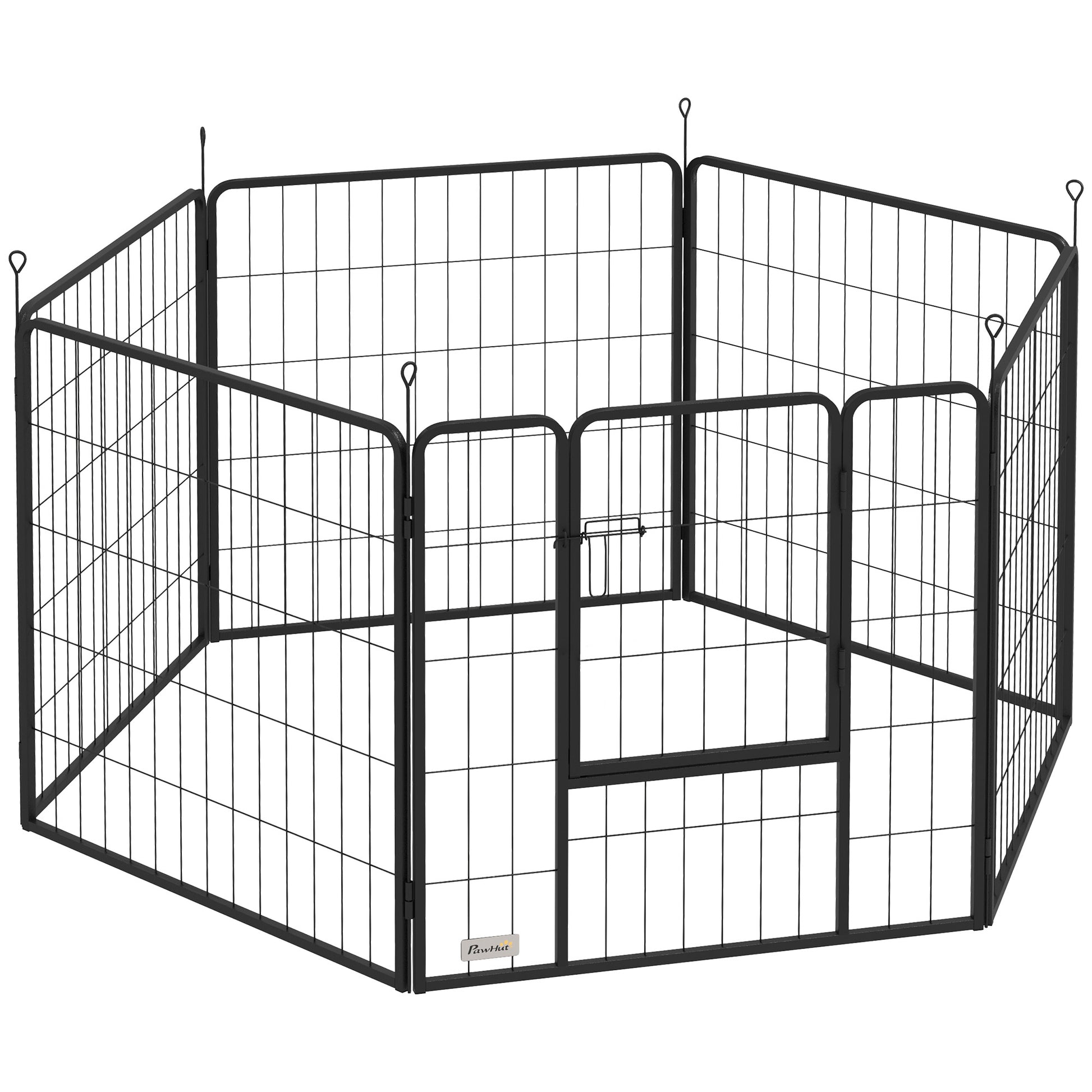 Pawhut Parque Para Perros De 6 Paneles De 80 Cm De Altura Con Puerta Negro_0