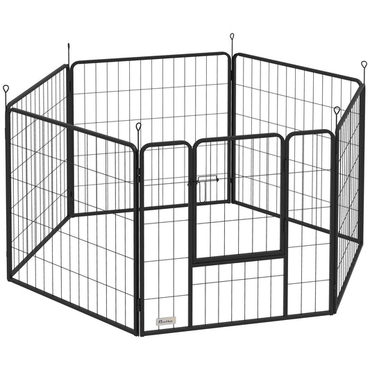 Pawhut Parque Para Perros De 6 Paneles De 80 Cm De Altura Con Puerta Negro_0