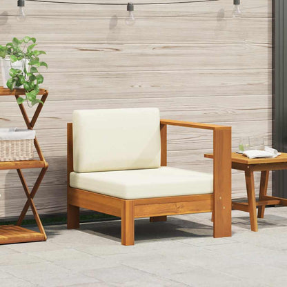 Vidaxl Sofá Central Con 1 Reposabrazos Madera De Acacia Blanca Crema_1