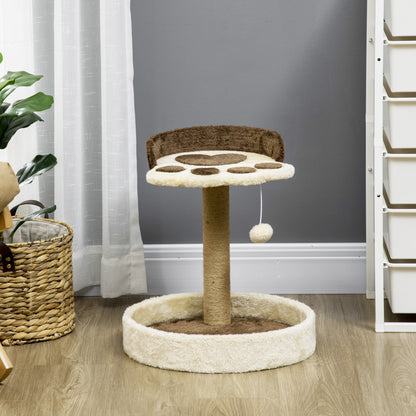 Pawhut Árbol Rascador Para Gatos Altura 44 Cm Con 2 Camas Poste De Yute Marrón_4