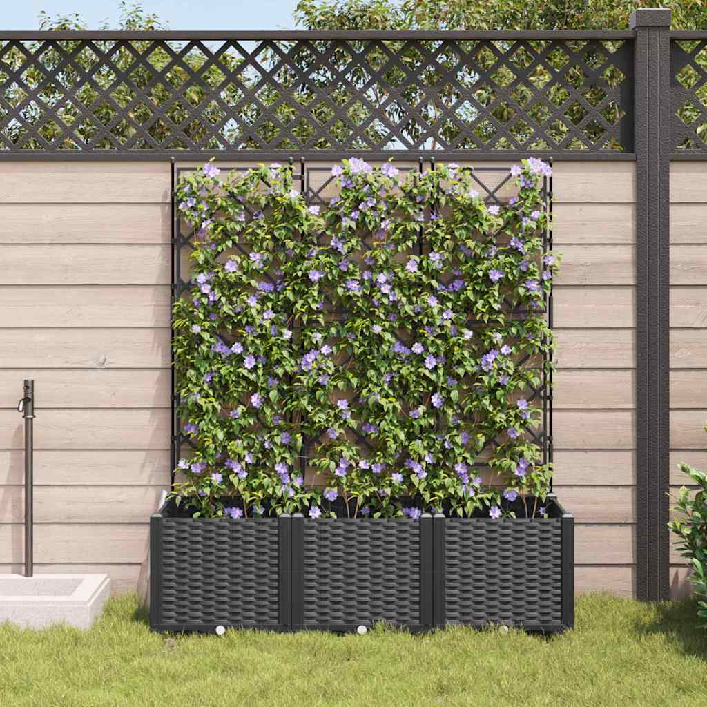 Macetero De Jardín 3 Uds. Negro 120 X 40 X 143 Cm Pp_2