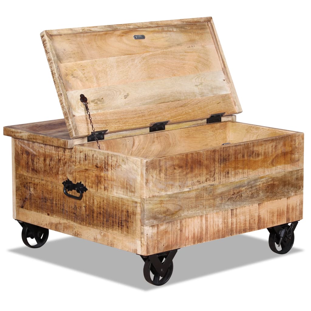 Mesa De Centro De Madera De Mango Rugosa 70x70x40 Cm_2