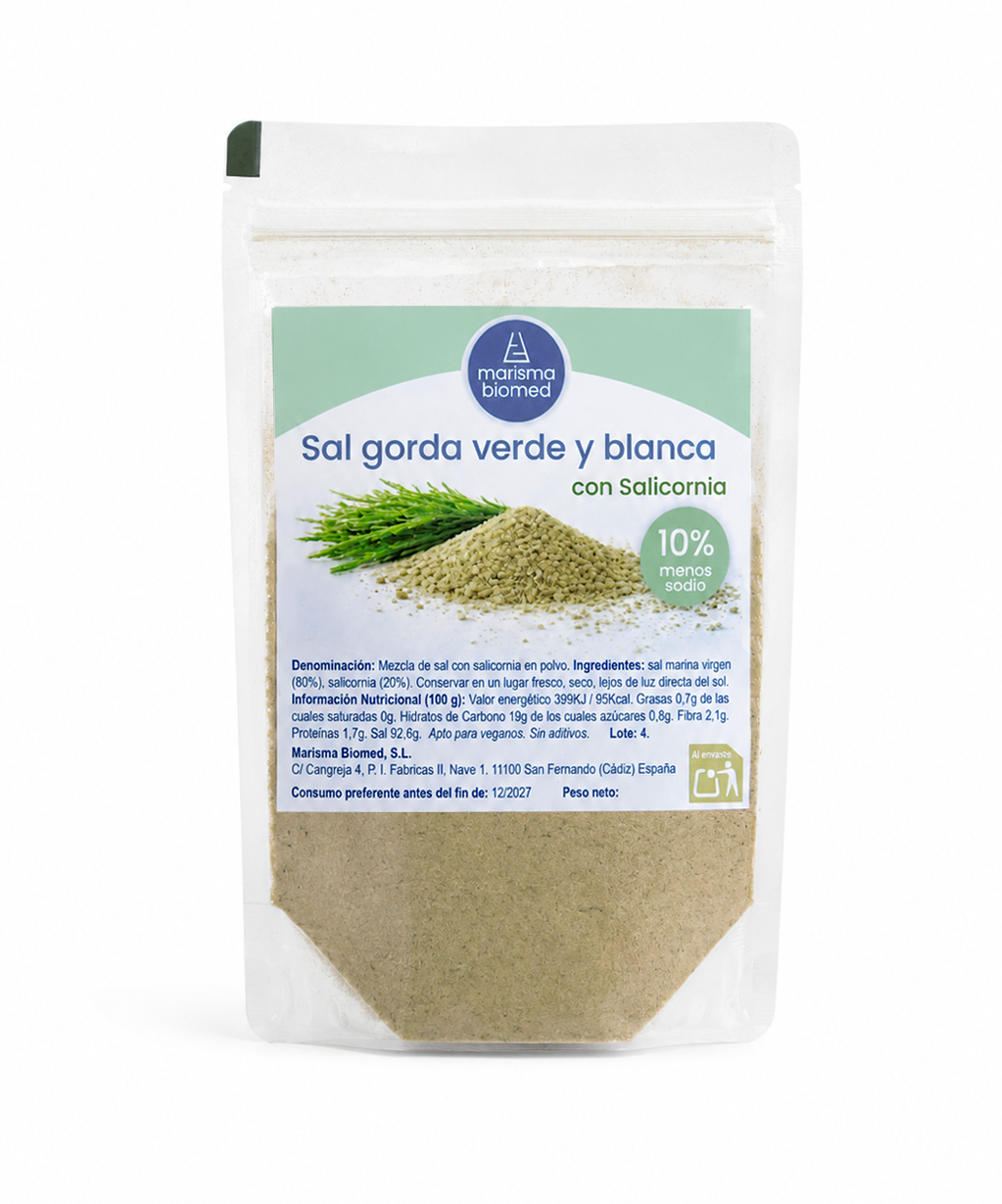 Sal Gorda Verde Y Blanca | Salicornia Y Sal Marina Virgen Bio | 10% Menos Sodio 100 g_1
