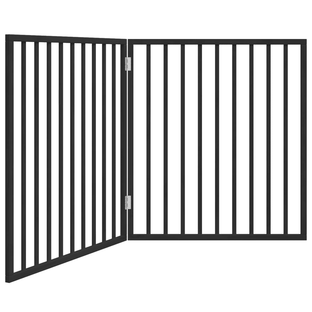 Vidaxl Puerta Para Perros Plegable De 2 Paneles, Color Negro, 160 Cm, Madera De Álamo_0