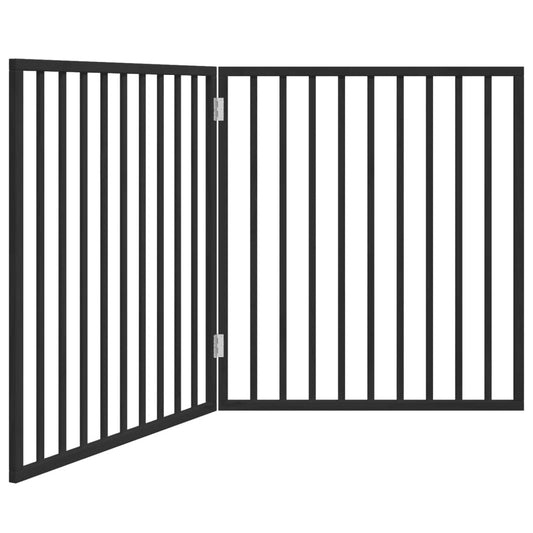 Vidaxl Puerta Para Perros Plegable De 2 Paneles, Color Negro, 160 Cm, Madera De Álamo_0
