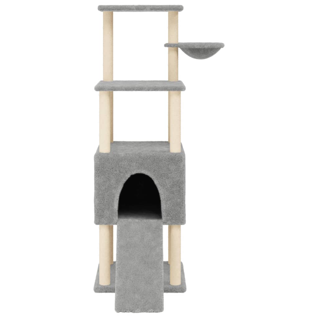 Rascador Para Gatos Con Postes De Sisal Gris Claro 153 Cm_3