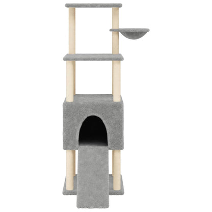 Rascador Para Gatos Con Postes De Sisal Gris Claro 153 Cm_3
