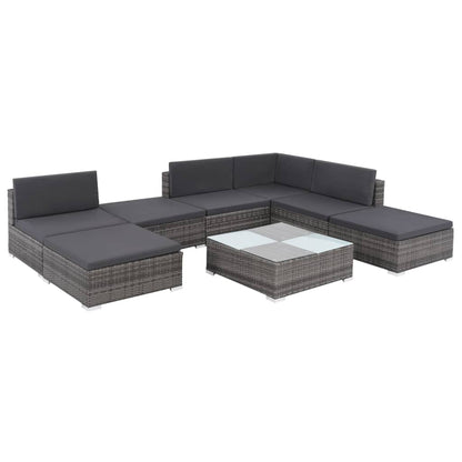 Vidaxl Set De Sofás De Jardín 8 Piezas Y Cojines Ratán Sintético Gris_1