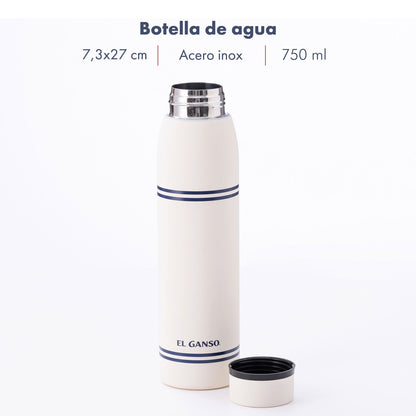 Botella De Agua 750ml En Acero Inoxidable Blanco El Ganso