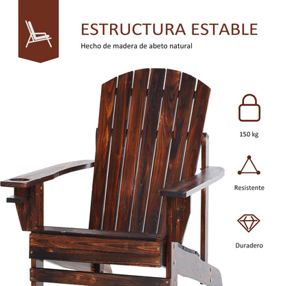 Outsunny Silla Adirondack Jardín De Madera Con Reposabrazos 72x95x93 Cm Marrón_5