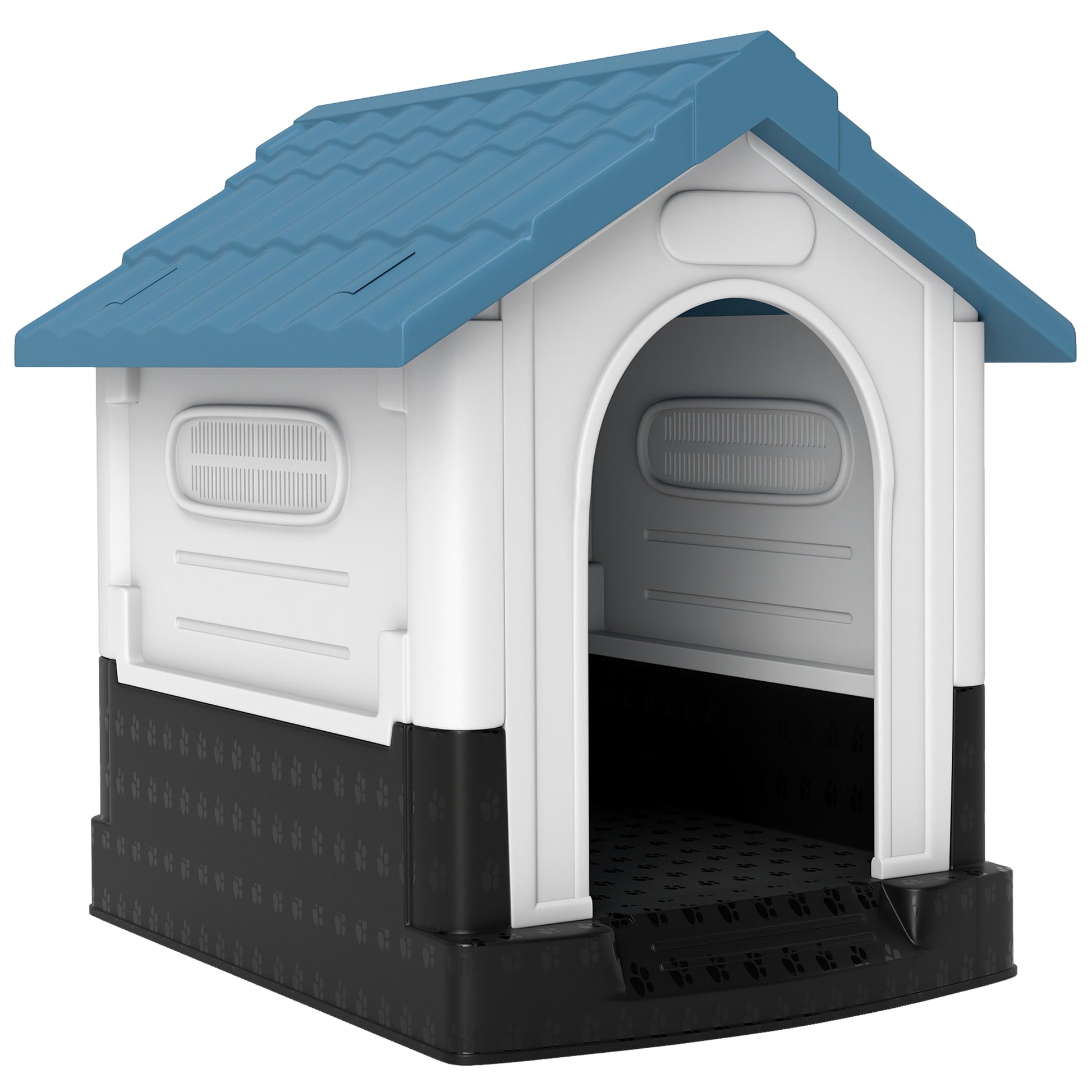 Pawhut Caseta Para Perros Mini Para Exterior Con 3 Ventanas 64,5x57x66 Cm Azul_0