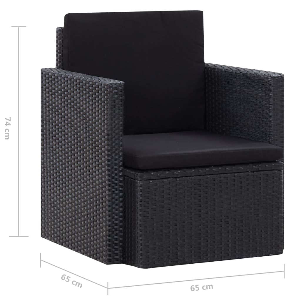 Vidaxl Sillón De Jardín Con Cojines Ratán Sintético Negro_2