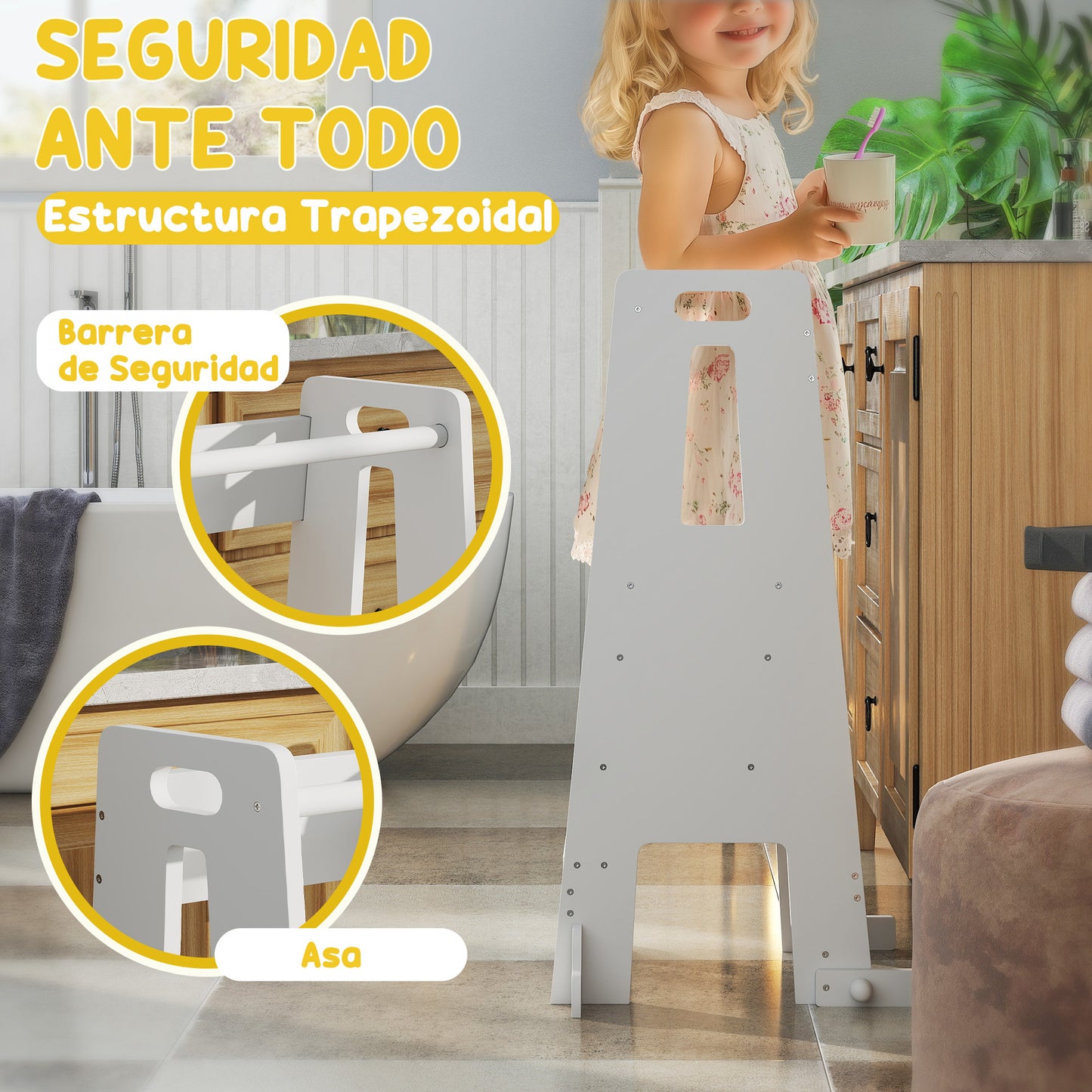Aiyaplay Torre De Aprendizaje Con Pedal Altura Ajustable 45x47,5x91 Cm Blanco_4