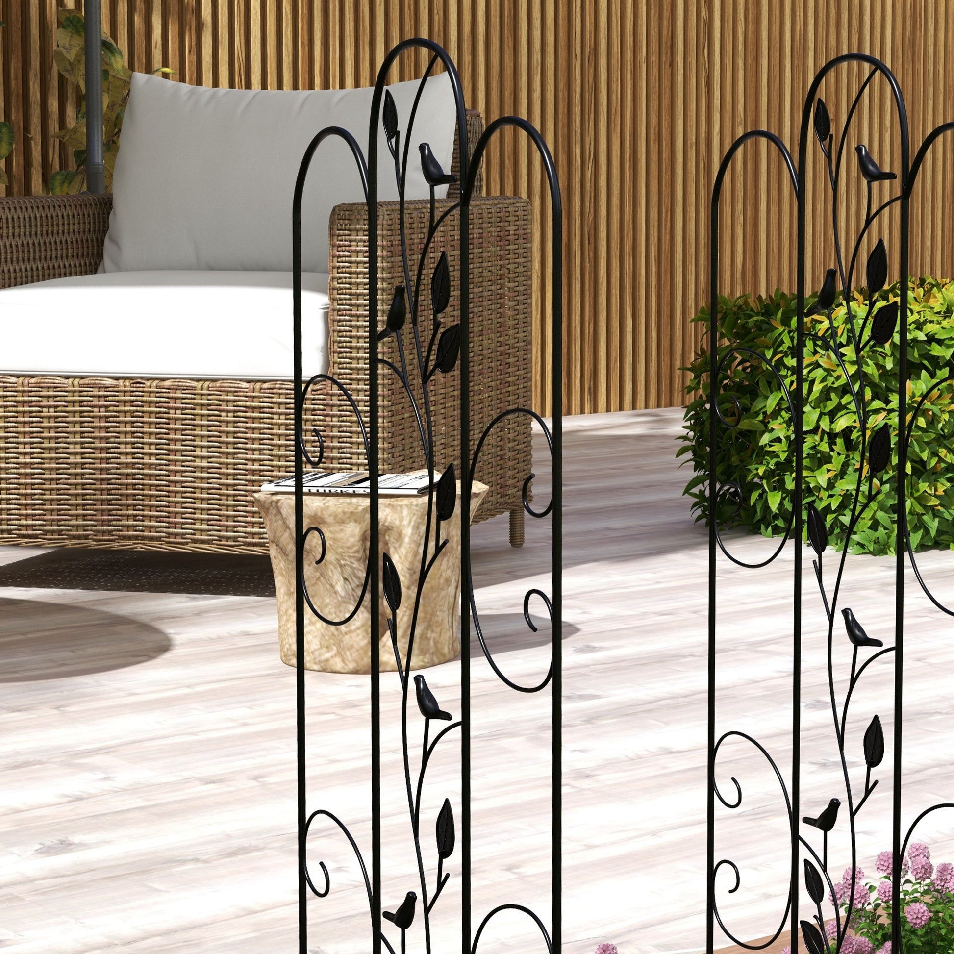 Outsunny Juego De 4 Enrejados De Jardín Con Marco De Acero 40x106 Cm Negro_4
