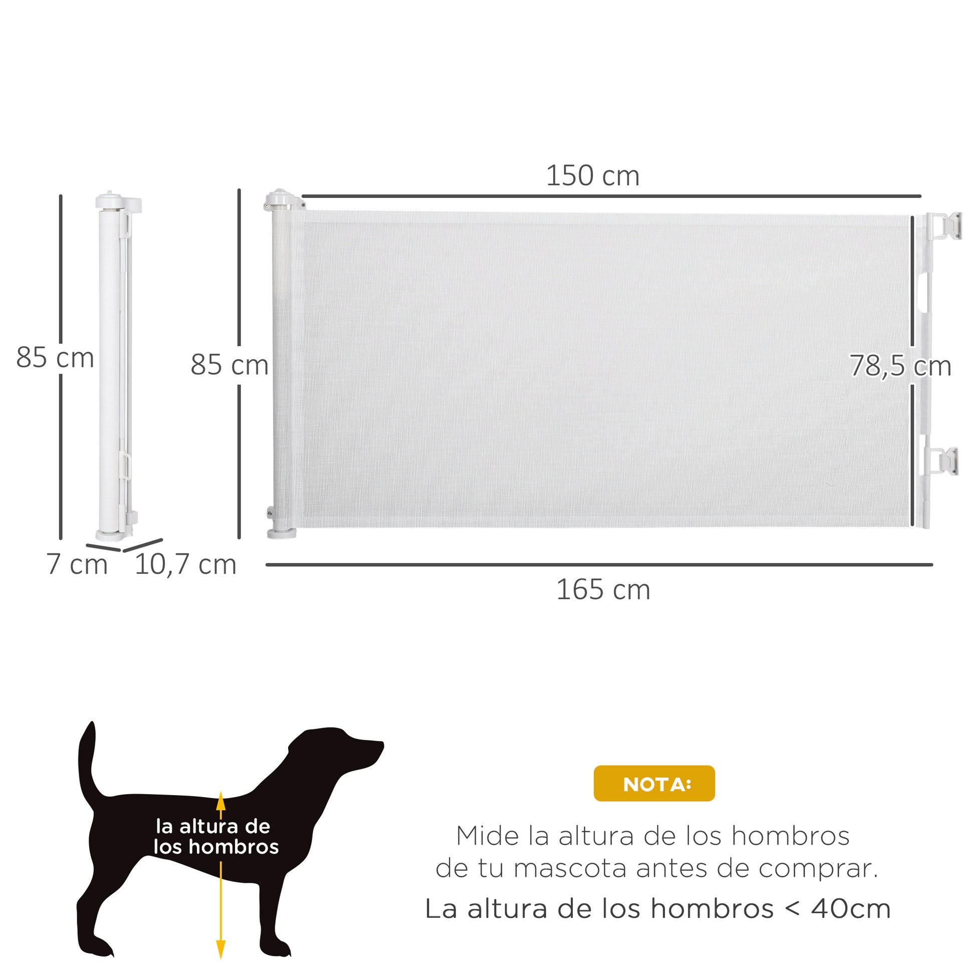 Pawhut Puerta De Seguridad Para Perros Extensible 0-150 Cm Para Escaleras Blanco_2