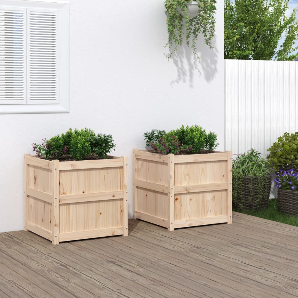 Jardineras De Exterior 2 Unidades Madera Maciza De Pino_1
