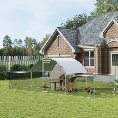 Pawhut Gallinero De Exterior 6,6x2x2m Cubierta De Pe Anti-uv E Impermeable Plata_1
