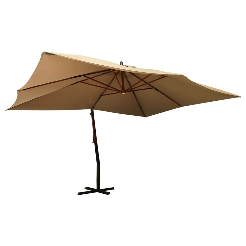Vidaxl Sombrilla Jardín Voladiza Con Palo De Madera Taupe 400x300 Cm_0