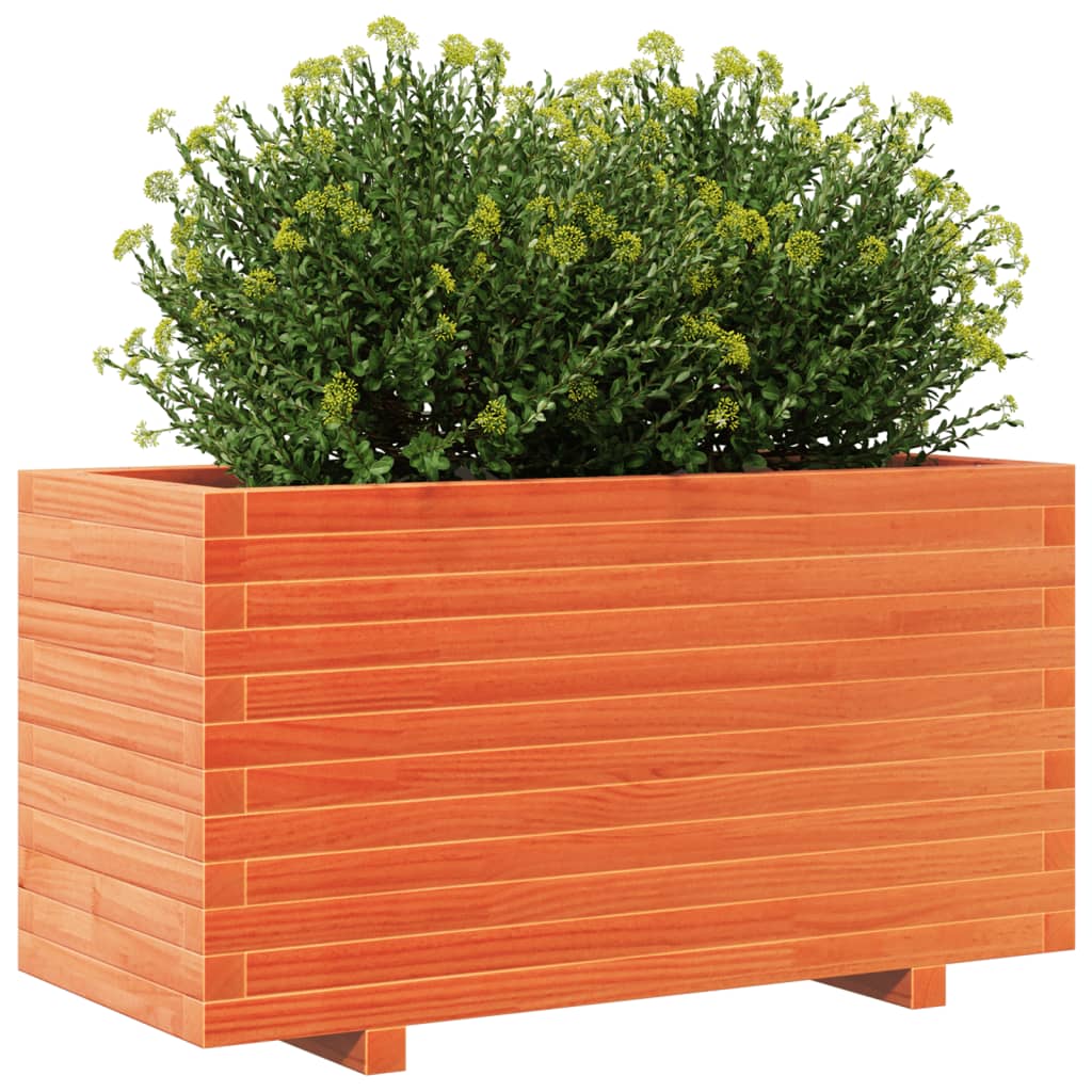 Jardinera Madera Maciza De Pino Marrón Cera 90x40x49,5 Cm_3