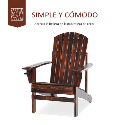 Outsunny Silla Adirondack Jardín De Madera Con Reposabrazos 72x95x93 Cm Marrón_3