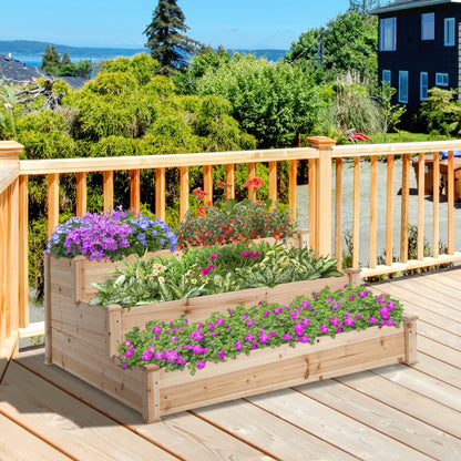 Outsunny Jardinera Exterior Grande De Madera De 3 Niveles 120x120x56 Cm Natural_1
