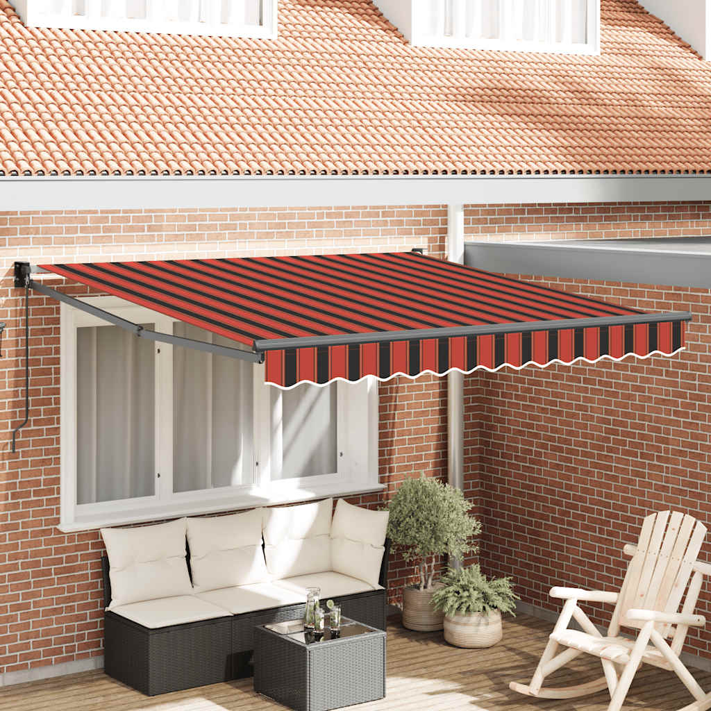 Toldo Retráctil Aluminio Y Tela Naranja Y Marrón 3,5x2,5 M_1
