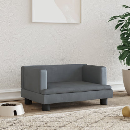 Cama Para Perros De Terciopelo Gris Oscuro 60x40x30 Cm / Vetonek_5