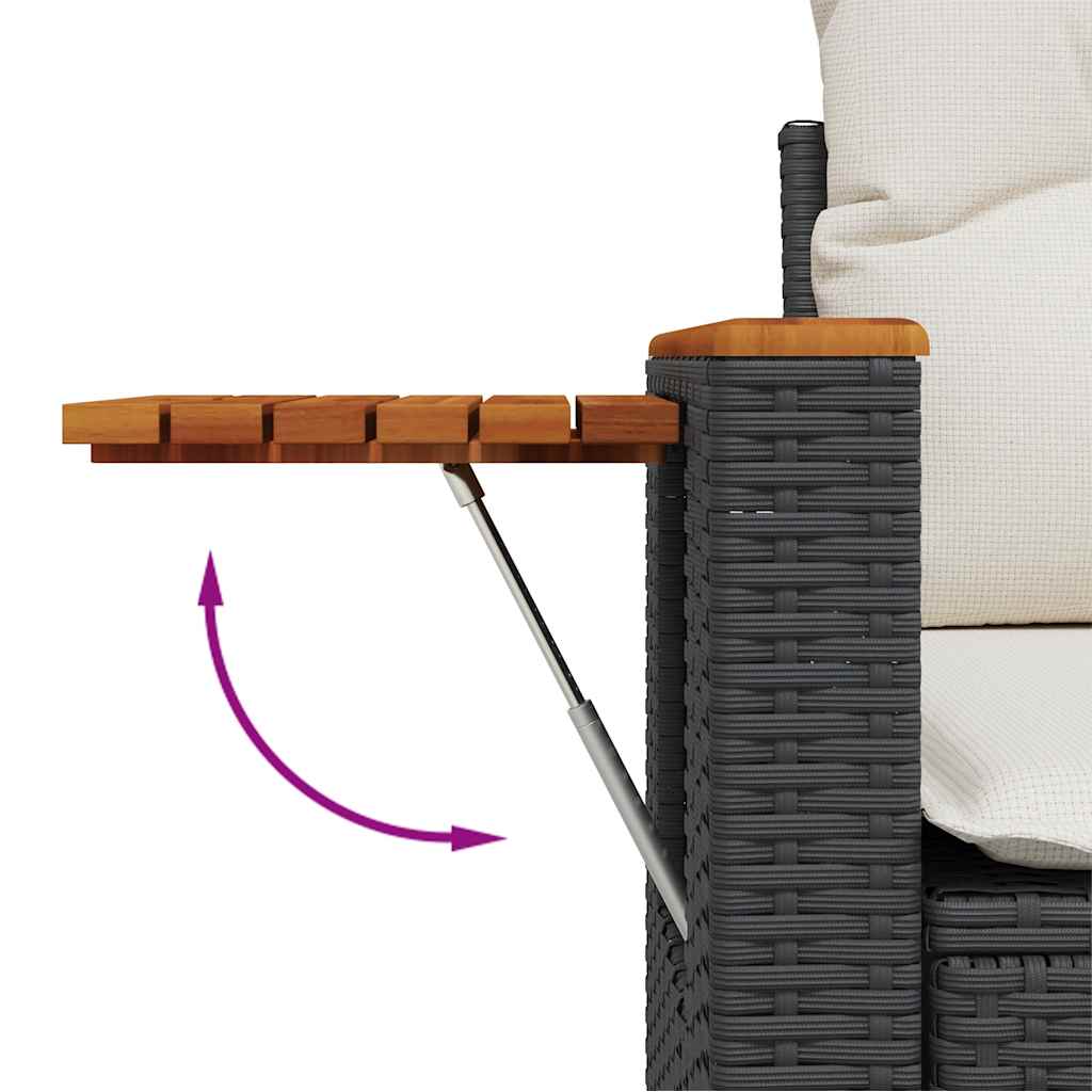 Set De Muebles De Jardín 5 Pzas Y Cojines Ratán Sintético Negro / Vetonek_4