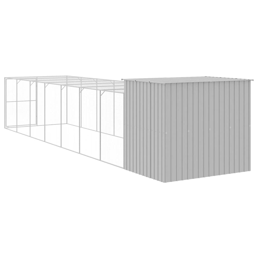 Vidaxl Caseta Perros Corral Acero Galvanizado Gris Claro 214x865x181cm_4