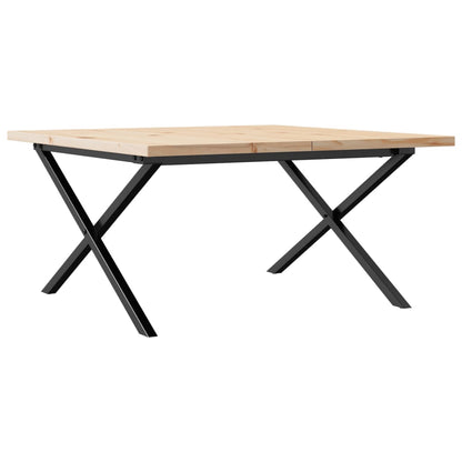 Mesa De Centro Marco X Madera Maciza Pino Y Acero 90x90x45,5 Cm_0