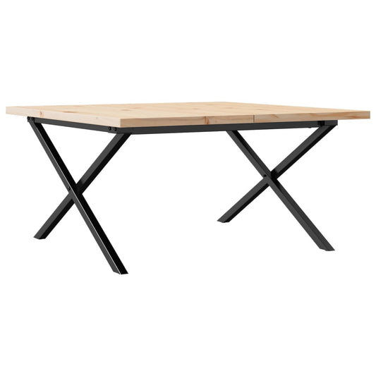 Mesa De Centro Marco X Madera Maciza Pino Y Acero 90x90x45,5 Cm_0