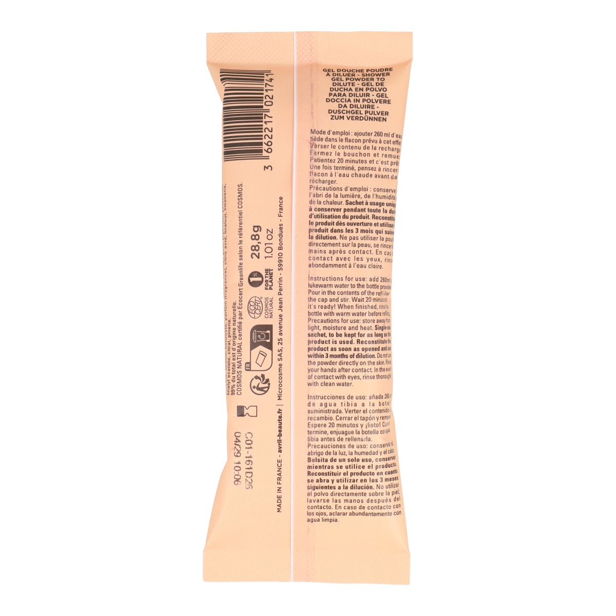 Gel de ducha en polvo para reconstituir Flor de Naranja Avril 30g