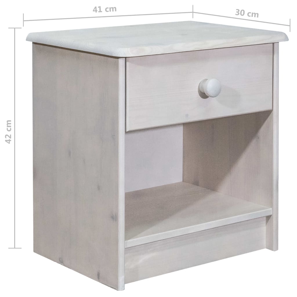 Mesita De Noche De Madera Maciza De Pino 41x30x42 Cm_4