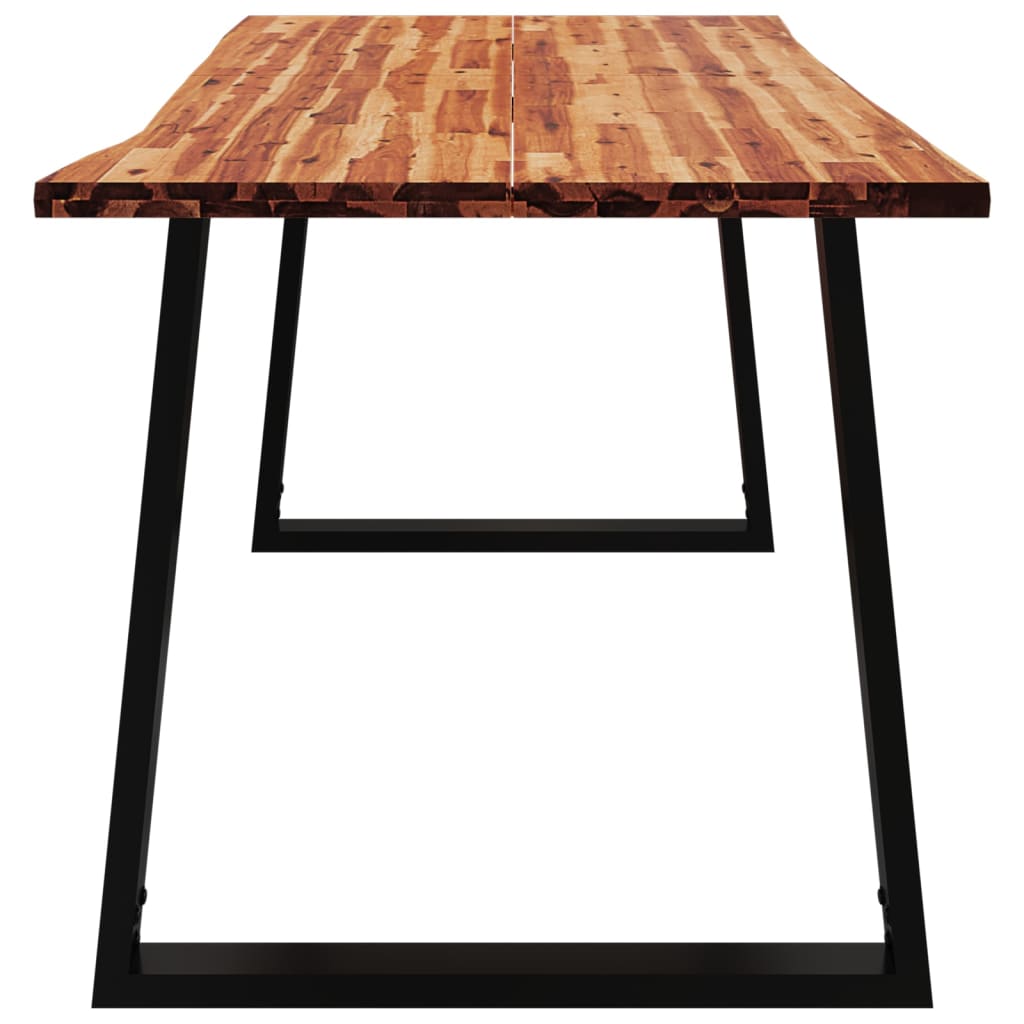 Mesa De Comedor Con Borde Vivo Madera Maciza Acacia 160x80x75cm_3